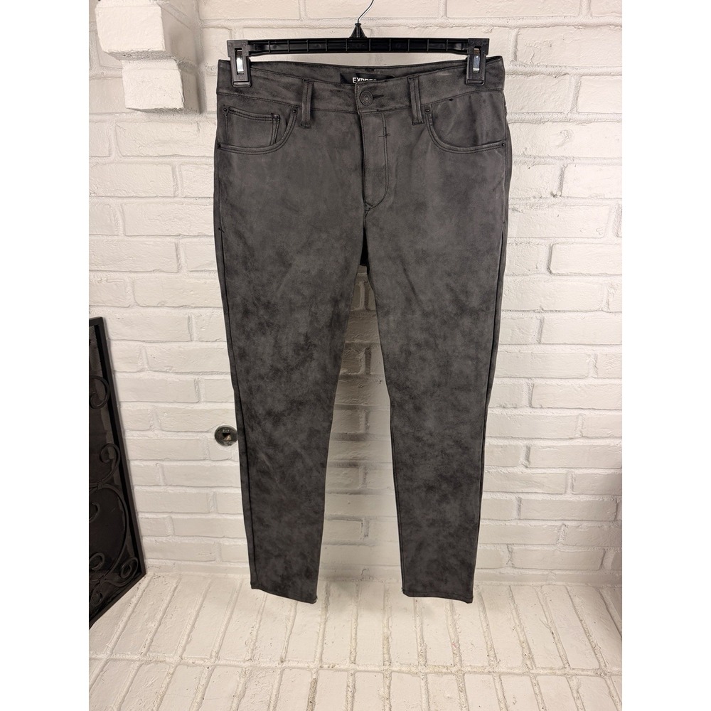 Express 6R Gray Faux Suede Skinny Ankle Pants 5 Pocket Moto Grunge